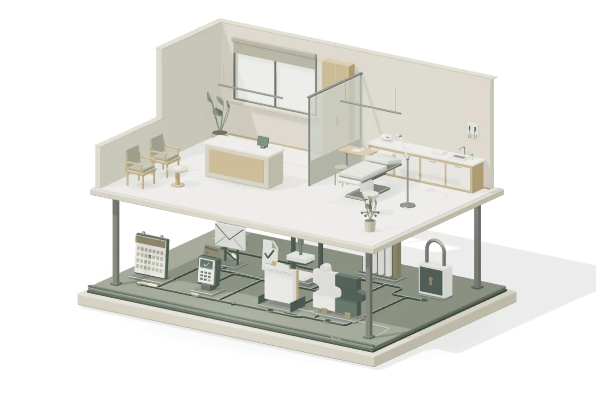 An independent clinic above the connected systems that keep it running.
